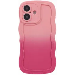 Coque arrière en silicone Phonesta Wavy Gradient pour Apple iPhone 16 Plus - Rose