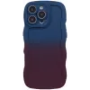 Coque arrière en silicone Phonesta Wavy Gradient pour Apple iPhone 16 Pro - Bleu foncé/Violet foncé