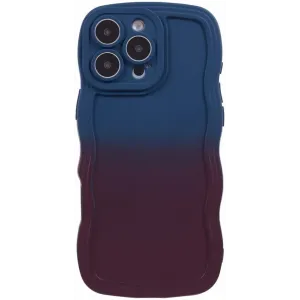 Coque arrière en silicone Phonesta Wavy Gradient pour Apple iPhone 16 Pro - Bleu foncé/Violet foncé