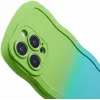 Coque arrière en silicone Phonesta Wavy Gradient pour Apple iPhone 16 Pro - Vert/Bleu 6