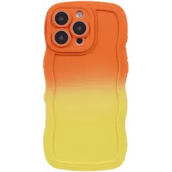 Coque arrière en silicone Phonesta Wavy Gradient pour Apple iPhone 16 Pro - Orange/Jaune