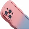 Coque arrière en silicone Phonesta Wavy Gradient pour Apple iPhone 16 Pro - Rose/Bleu 6