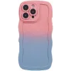 Coque arrière en silicone Phonesta Wavy Gradient pour Apple iPhone 16 Pro Max - Rose/Bleu