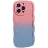 Coque arrière en silicone Phonesta Wavy Gradient pour Apple iPhone 16 Pro Max - Rose/Bleu 2