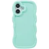 Coque arrière en silicone Phonesta Wavy pour Apple iPhone 16 - Vert menthe