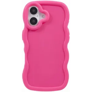 Coque arrière en silicone Phonesta Wavy pour Apple iPhone 16 Plus - Hot Pink