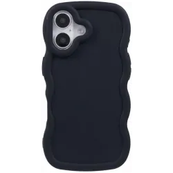 Coque arrière en silicone Phonesta Wavy pour Apple iPhone 16 Plus - Noir