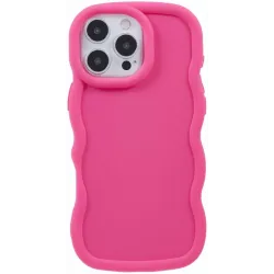 Coque arrière en silicone Phonesta Wavy pour Apple iPhone 16 Pro Max - Hot Pink