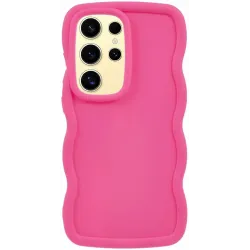 Coque arrière en silicone Phonesta Wavy pour Samsung Galaxy S25 Ultra - Hot Pink