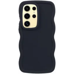 Coque arrière en silicone Phonesta Wavy pour Samsung Galaxy S25 Ultra - Noir
