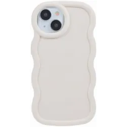 Coque arrière en silicone Phonesta Wavy pour Apple iPhone 15 - Beige