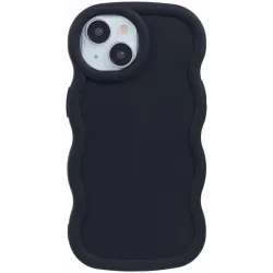 Coque arrière en silicone Phonesta Wavy pour Apple iPhone 15 - Noir