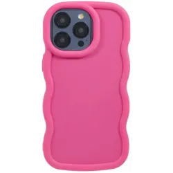 Coque arrière en silicone Phonesta Wavy pour Apple iPhone 15 Pro Max - Hot Pink