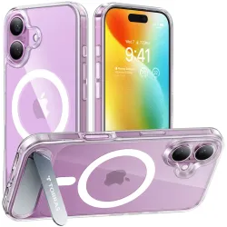 Coque arrière Torras Pstand avec MagSafe pour Apple iPhone 16 - Transparent