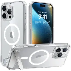 Coque arrière Torras Pstand avec MagSafe pour Apple iPhone 16 Pro - Transparent