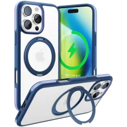 Coque arrière Torras Ostand R Fusion avec MagSafe pour Apple iPhone 16 Pro - Bleu foncé