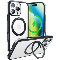 Coque arrière Torras Ostand R Fusion avec MagSafe pour Apple iPhone 16 Pro Max - Noir