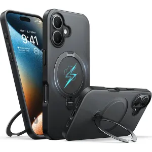 Coque arrière Torras Ostand Spin avec MagSafe pour Apple iPhone 16 - Noir