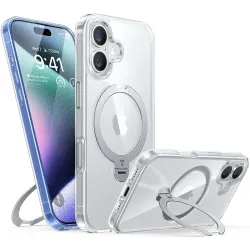 Coque arrière Torras Ostand Spin avec MagSafe pour Apple iPhone 16 - Transparent