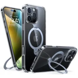 Coque arrière Torras Ostand Spin avec MagSafe pour Apple iPhone 16 Pro - Transparent