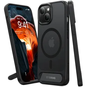 Coque arrière Torras Pstand avec MagSafe pour Apple iPhone 15 - Noir