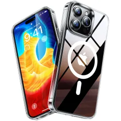 Coque arrière Torras Diamond avec MagSafe pour Apple iPhone 15 Pro Max - Transparent