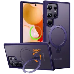 Coque arrière Torras Ostand Spin avec MagSafe pour Samsung Galaxy S24 Ultra - Violet foncé
