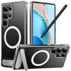 Coque arrière Torras Pstand avec MagSafe pour Samsung Galaxy S25 Ultra - Transparent